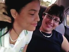 spoiled amateur brunette chick agrees to suck tasty lollicock in car amateur clip